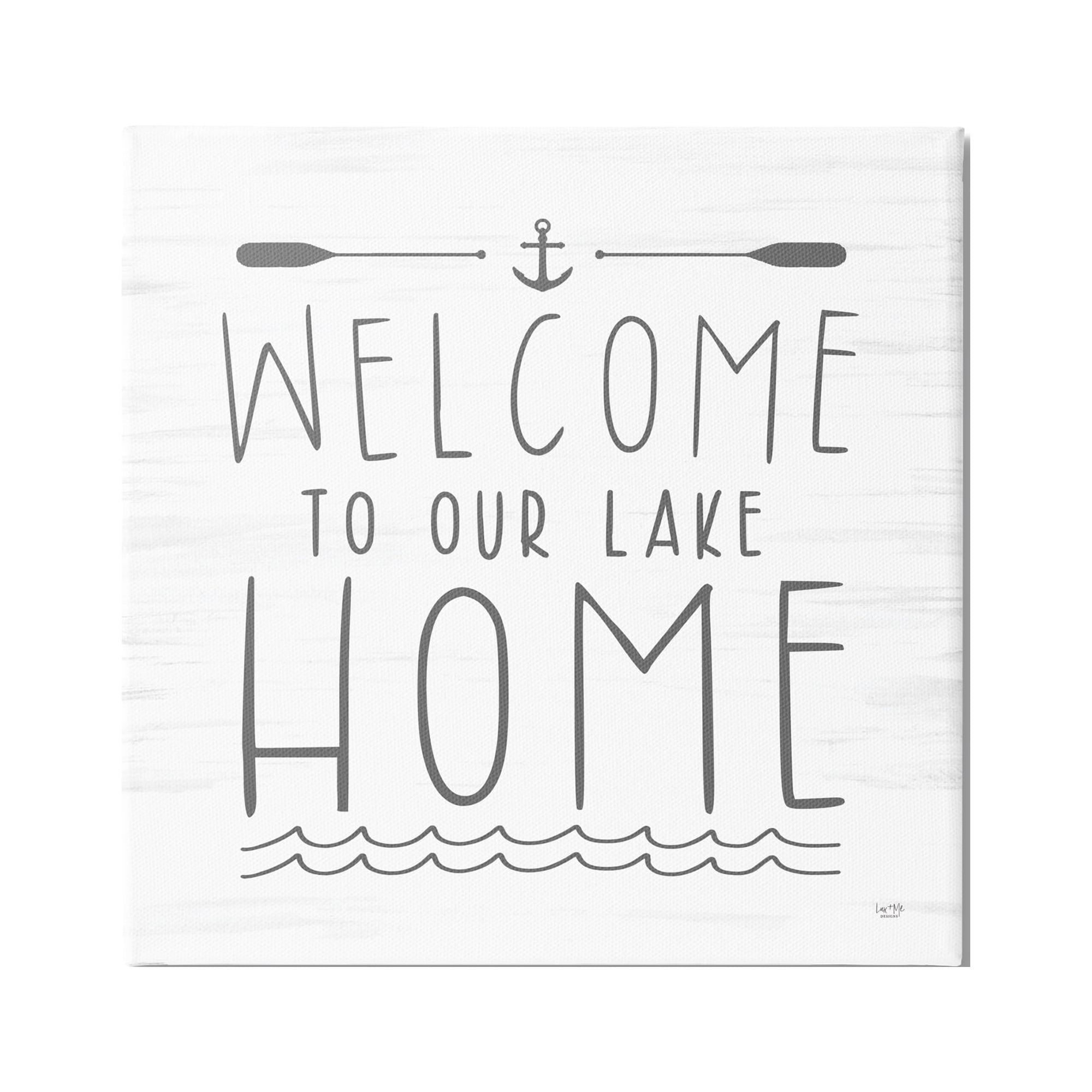 Stupell Industries Lake House Welcome Phrase Nature Painting Gallery Wrapped Canvas Print Wall Art, 24 x 24