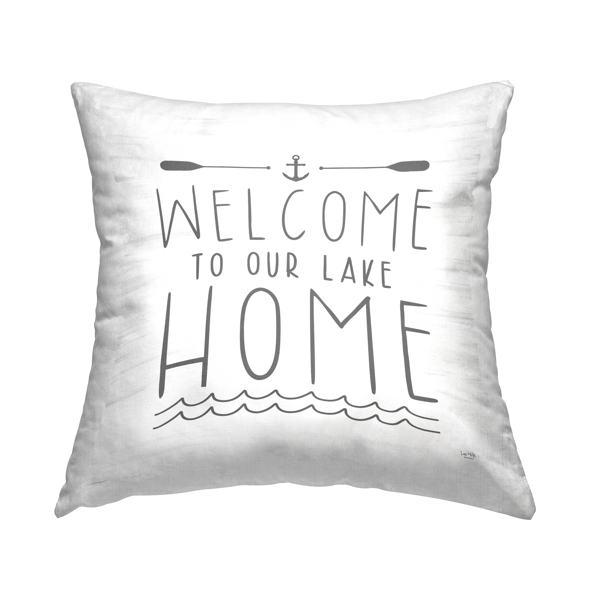 Stupell Industries Lake House Welcome Phrase Square Decorative Printed Throw Pillow, 18 x 18