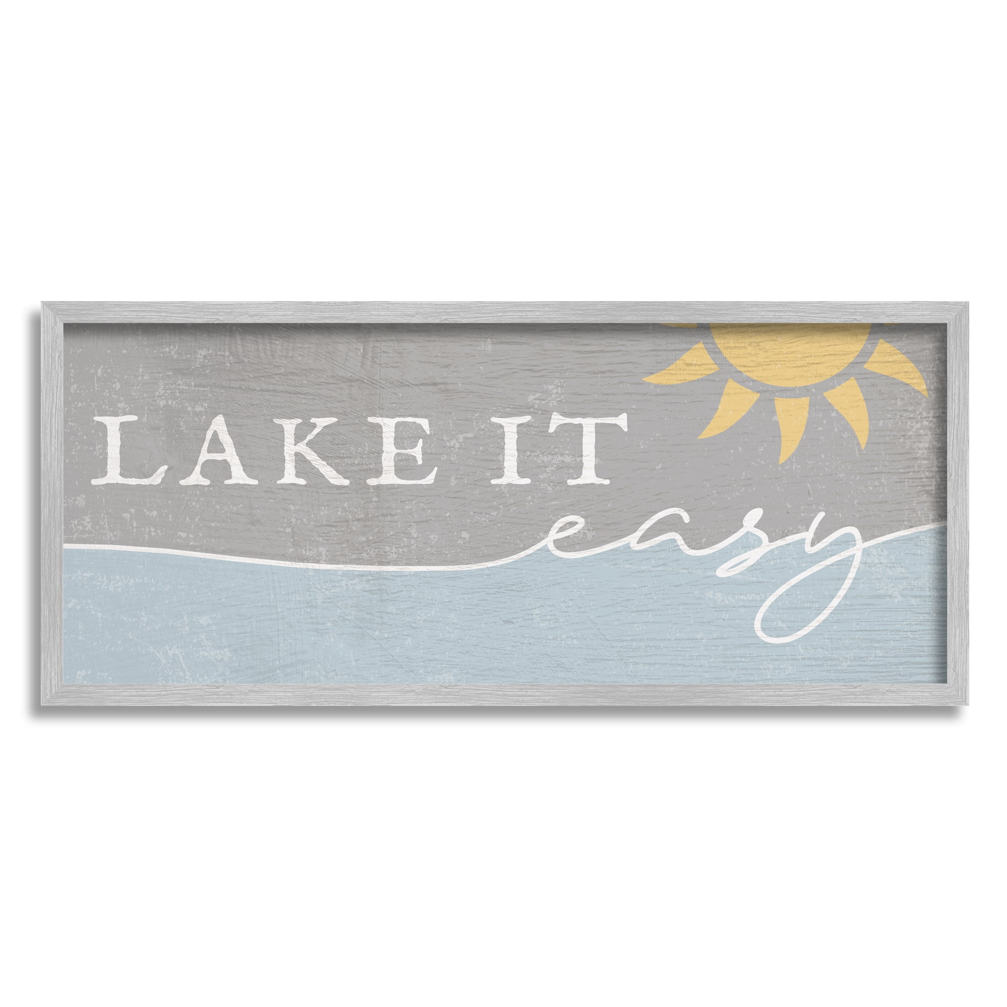 Stupell Industries Lake It Easy Phrase Nautical Pun Sunny Sky, 10 x 24, Designed by Daphne Polselli