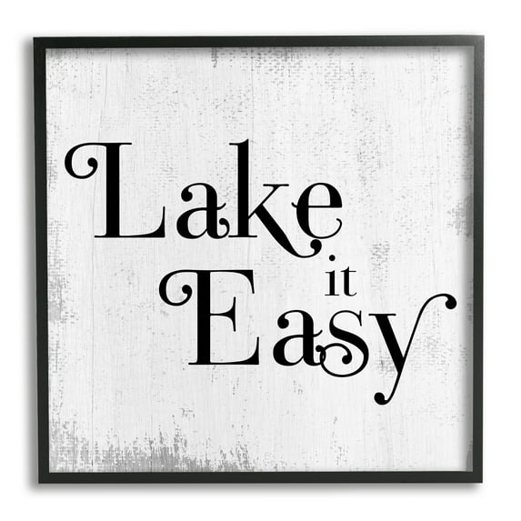 Stupell Industries Lake It Easy Tranquil Coastal Phrase Distressed Grey, 12 x 12, Designed by Daphne Polselli