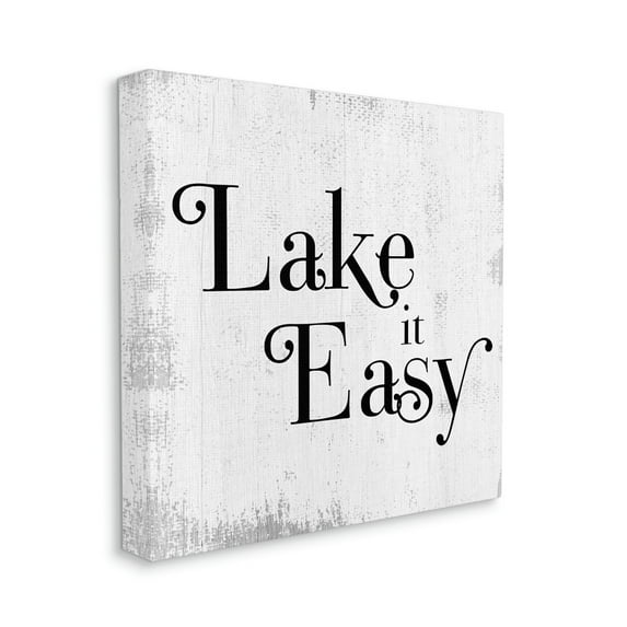 Stupell Industries Lake It Easy Tranquil Coastal Phrase Distressed Grey, 36 x 36, Designed by Daphne Polselli