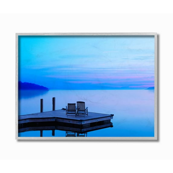 Stupell Industries Lake Landscape Purple Blue Photograph Gray Framed Art Print Wall Art, 11x14, by James McLoughlin