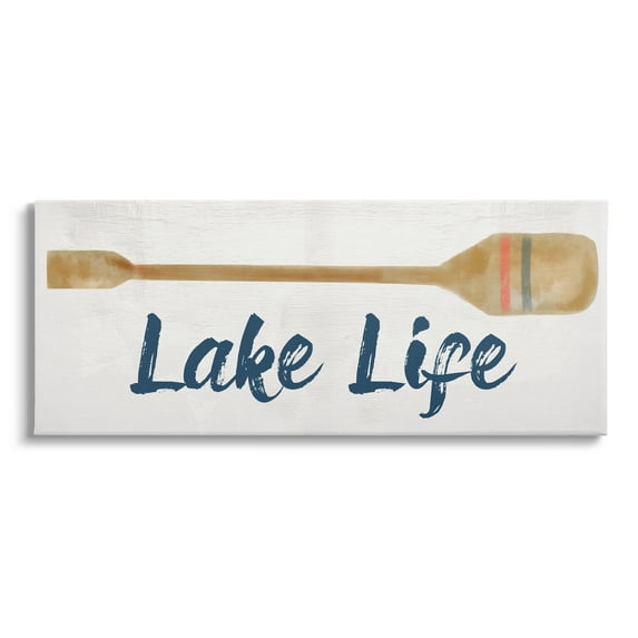 Stupell Industries Lake Life Boat Oar Inspirational Painting Gallery Wrapped Canvas Print Wall Art, 24 x 10