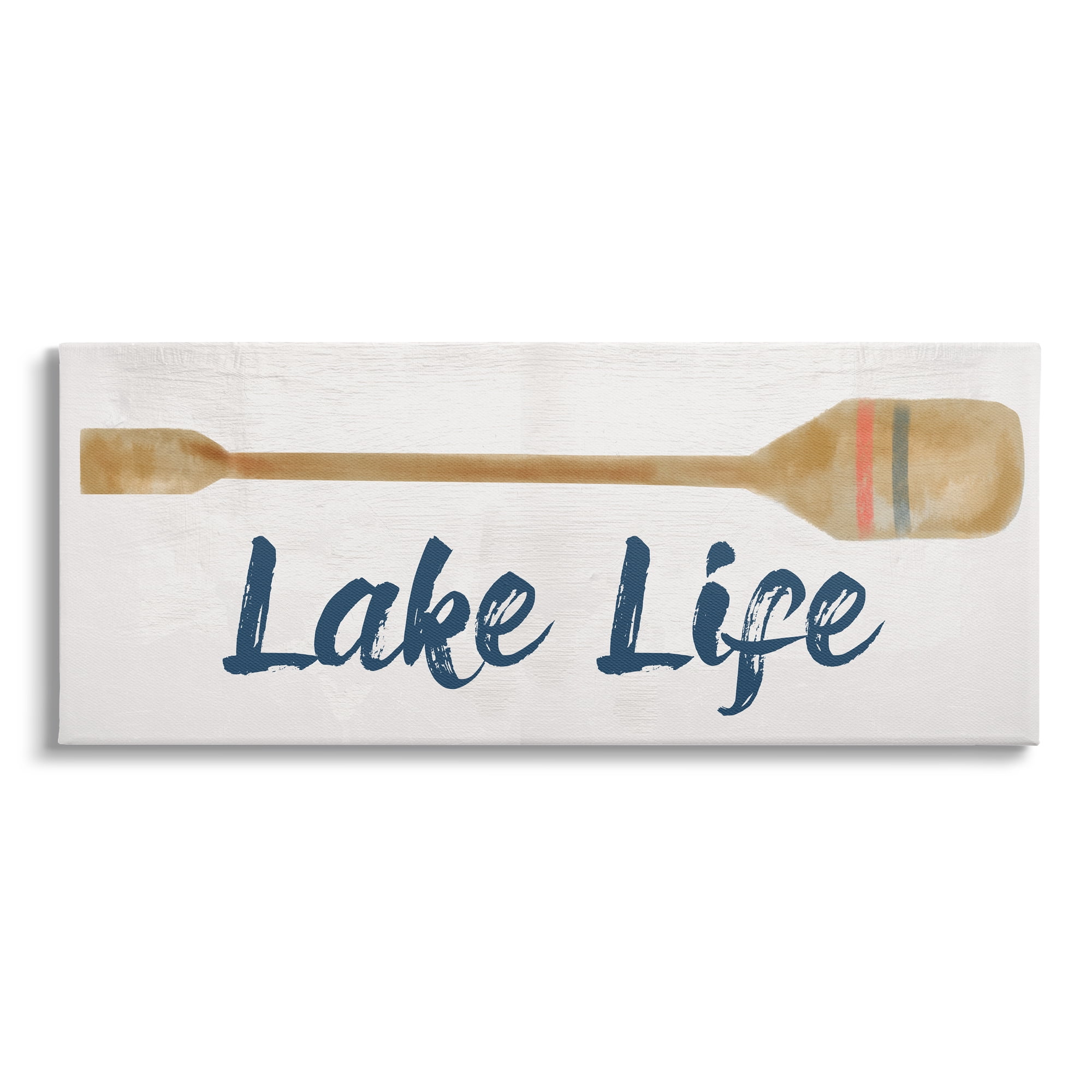 Stupell Industries Lake Life Boat Oar Inspirational Painting Gallery Wrapped Canvas Print Wall Art, 48 x 20