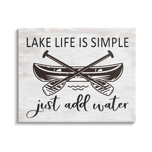 Stupell Industries Lake Life Canoe Ores Rustic Cabin Typography Graphic Art Gallery Wrapped Canvas Print Wall Art, Design by Lettered and Lined