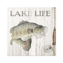 Stupell Industries Lake Life Fishing Phrase Animals & Insects Painting Gallery Wrapped Canvas Print Wall Art, 17 x 17
