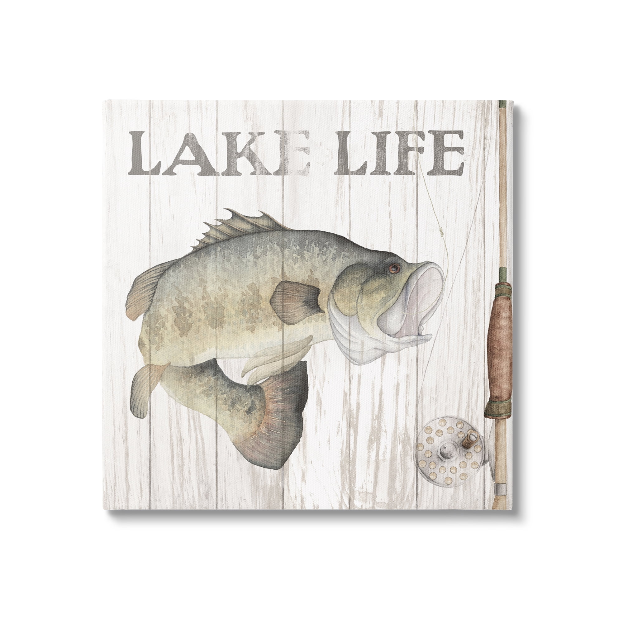 Stupell Industries Lake Life Fishing Phrase Animals & Insects Painting Gallery Wrapped Canvas Print Wall Art, 30 x 30