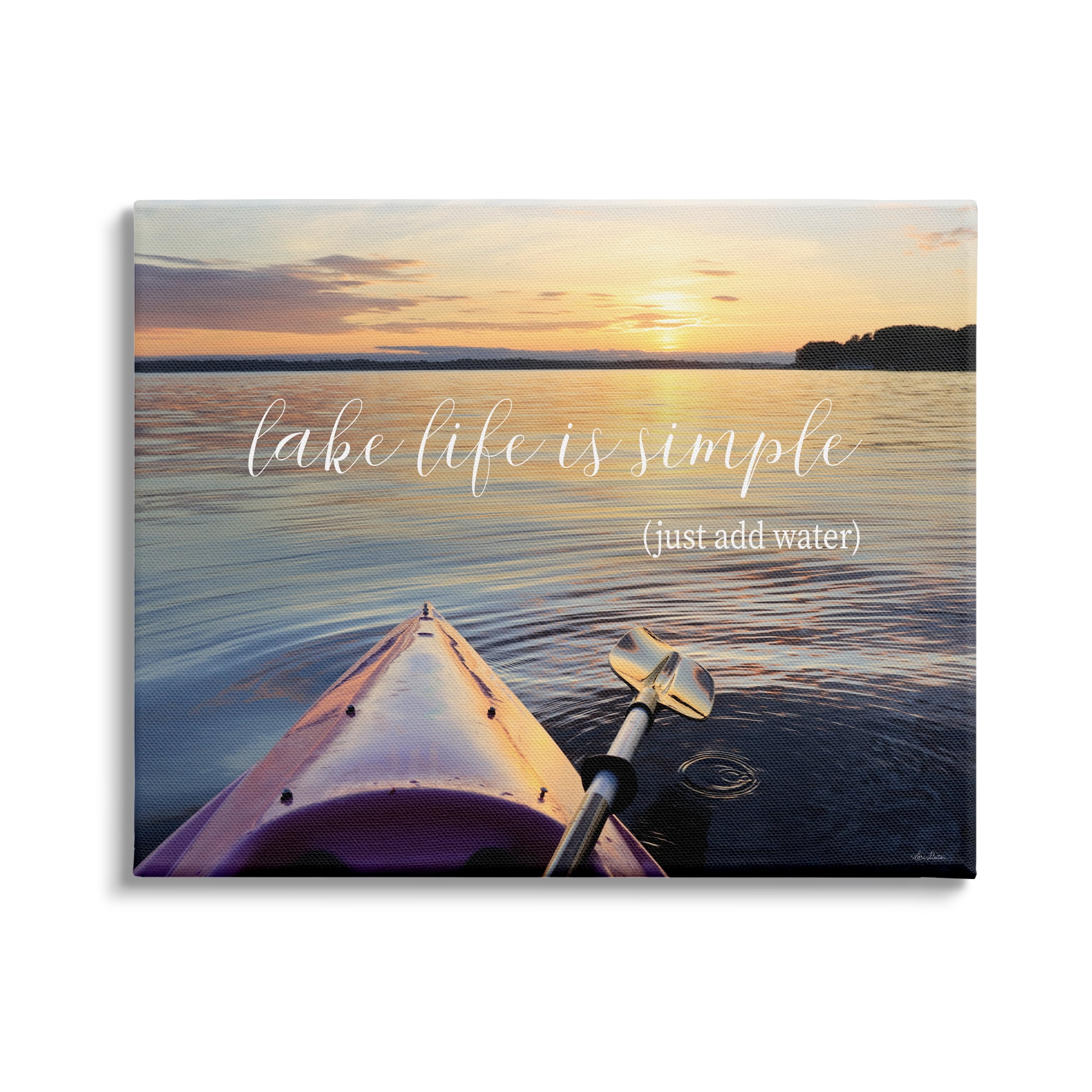 Stupell Industries Lake Life Is Simple Phrase Kayak Boat Sunrise, 20 x 16,Design by Lori Deiter