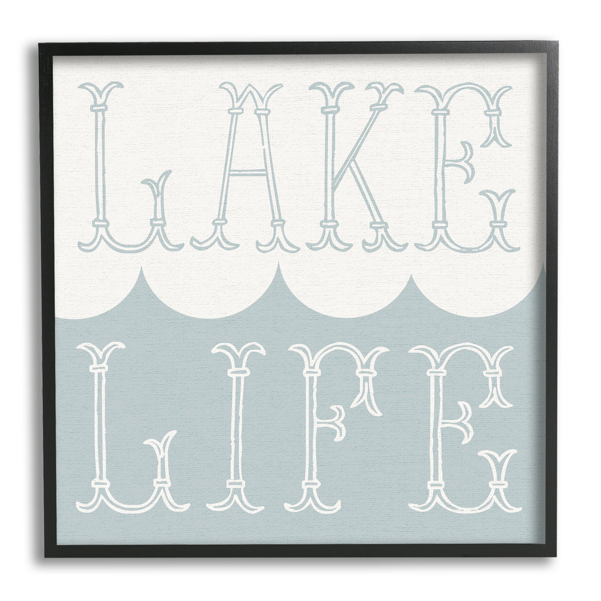 Stupell Industries Lake Life Wave Pattern Nature Painting Black Framed Art Print Wall Art, 24 x 24