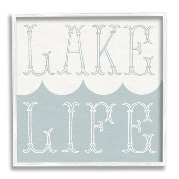 Stupell Industries Lake Life Wave Pattern Nature Painting White Framed Art Print Wall Art, 12 x 12