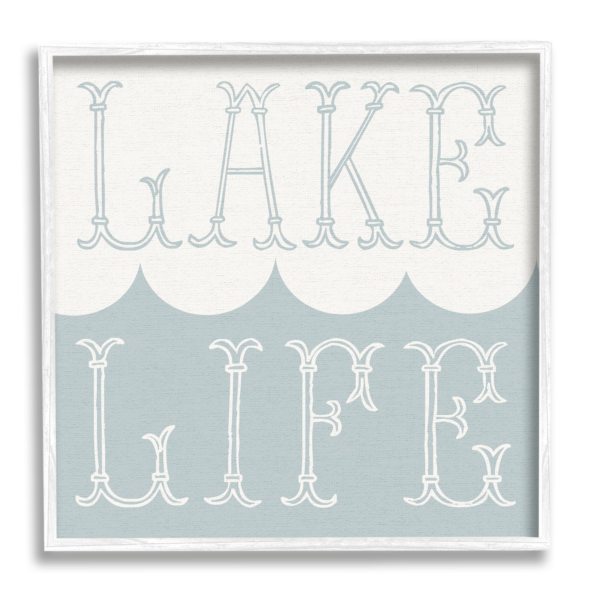 Stupell Industries Lake Life Wave Pattern Nature Painting White Framed Art Print Wall Art, 24 x 24
