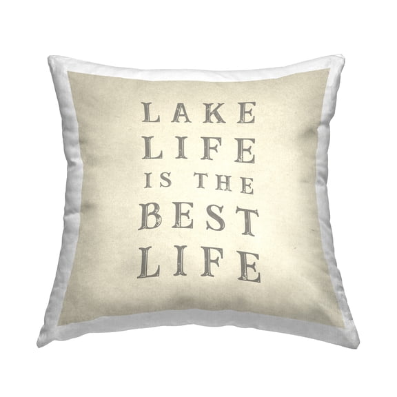 Stupell Industries Lake Life is Best Phrase Square Decorative Printed Throw Pillow, 18 x 18