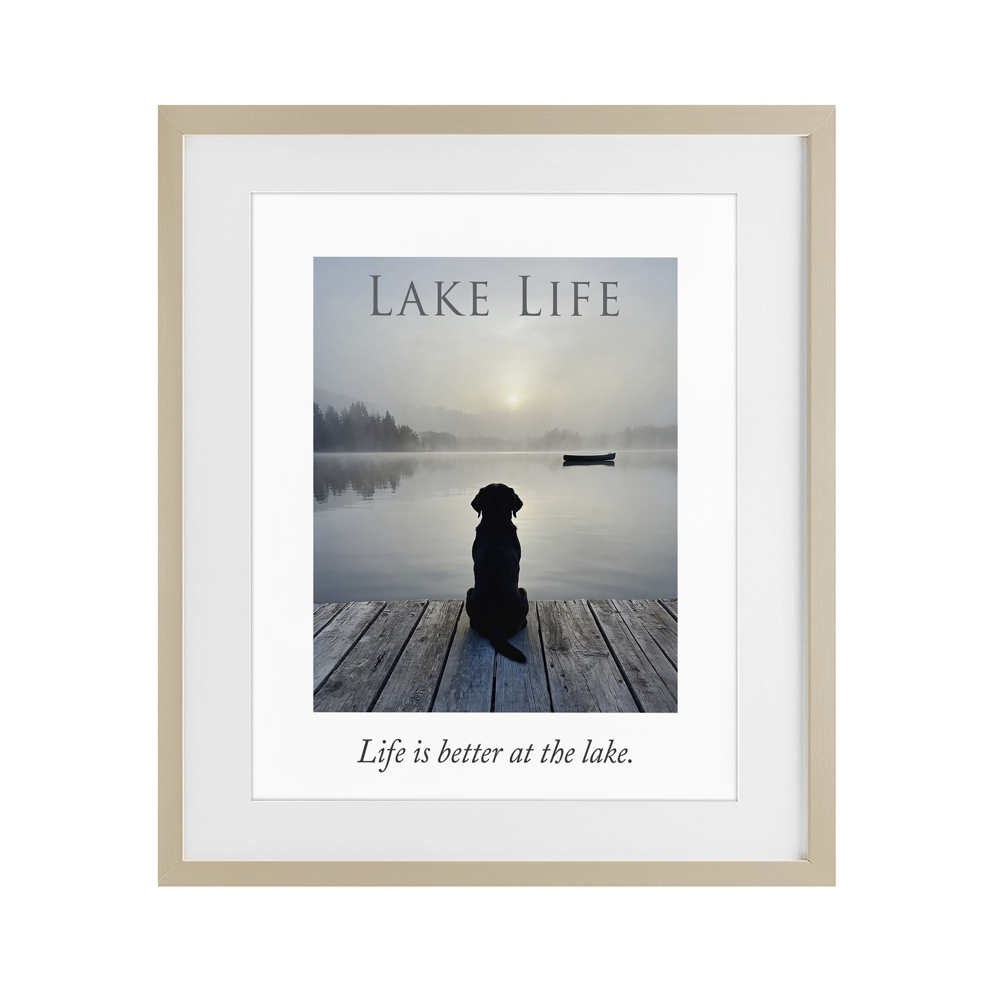 Stupell Industries Lake Life with Dog Birch Framed Print Under Glass, design by A Barefoot Stylist