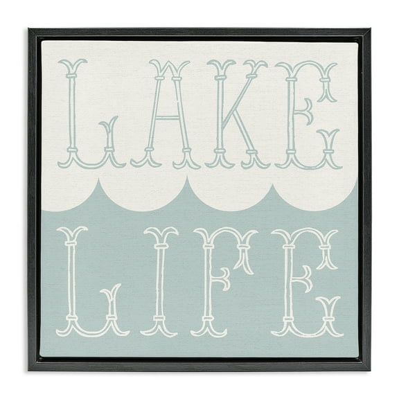 Stupell Industries Lake Life with Wave Nautical & Beach Painting Black Floater Framed Canvas Art Print Wall Art, 18 x 18