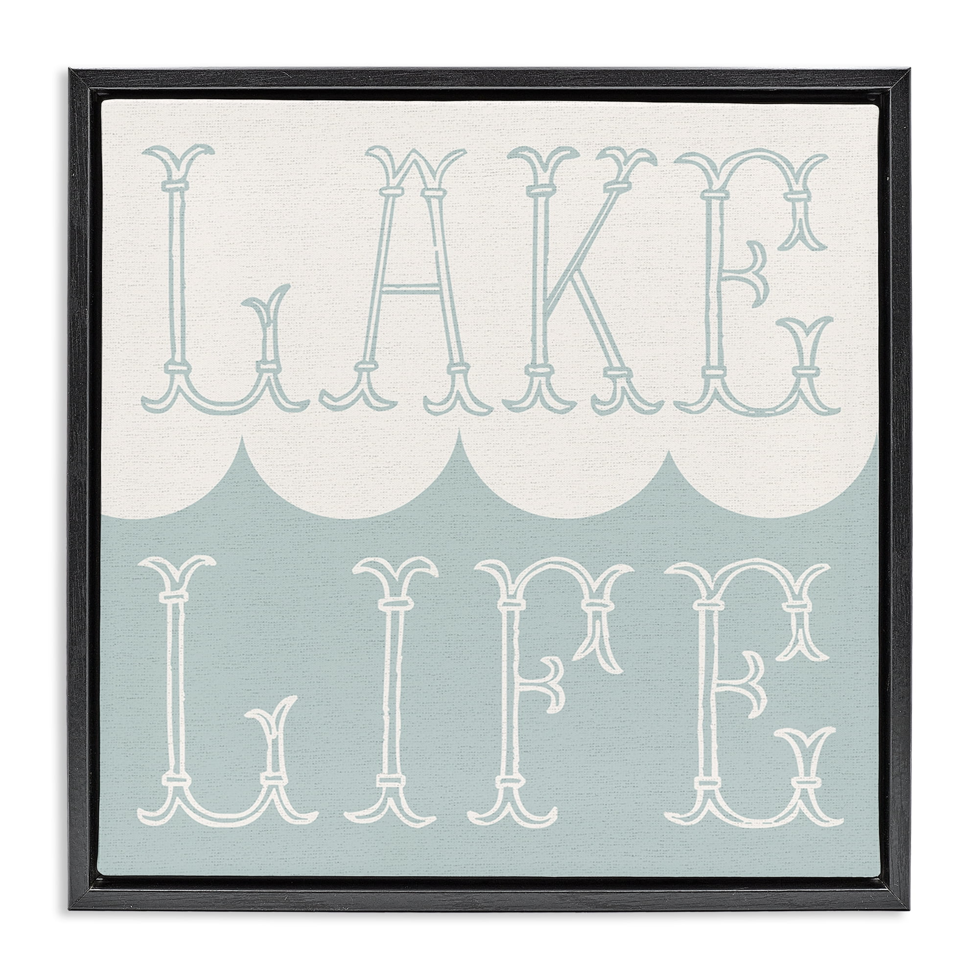 Stupell Industries Lake Life with Wave Nautical & Beach Painting Black Floater Framed Canvas Art Print Wall Art, 25 x 25