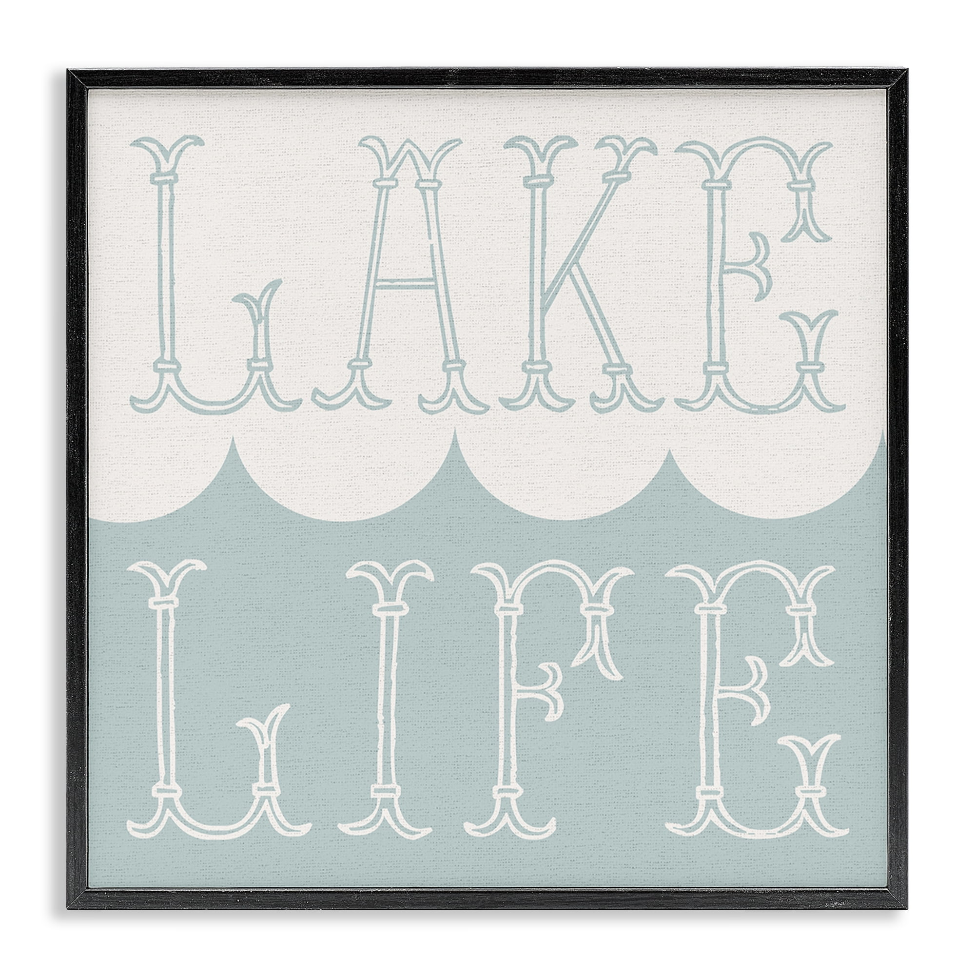 Stupell Industries Lake Life with Wave Nautical & Beach Painting Black ...