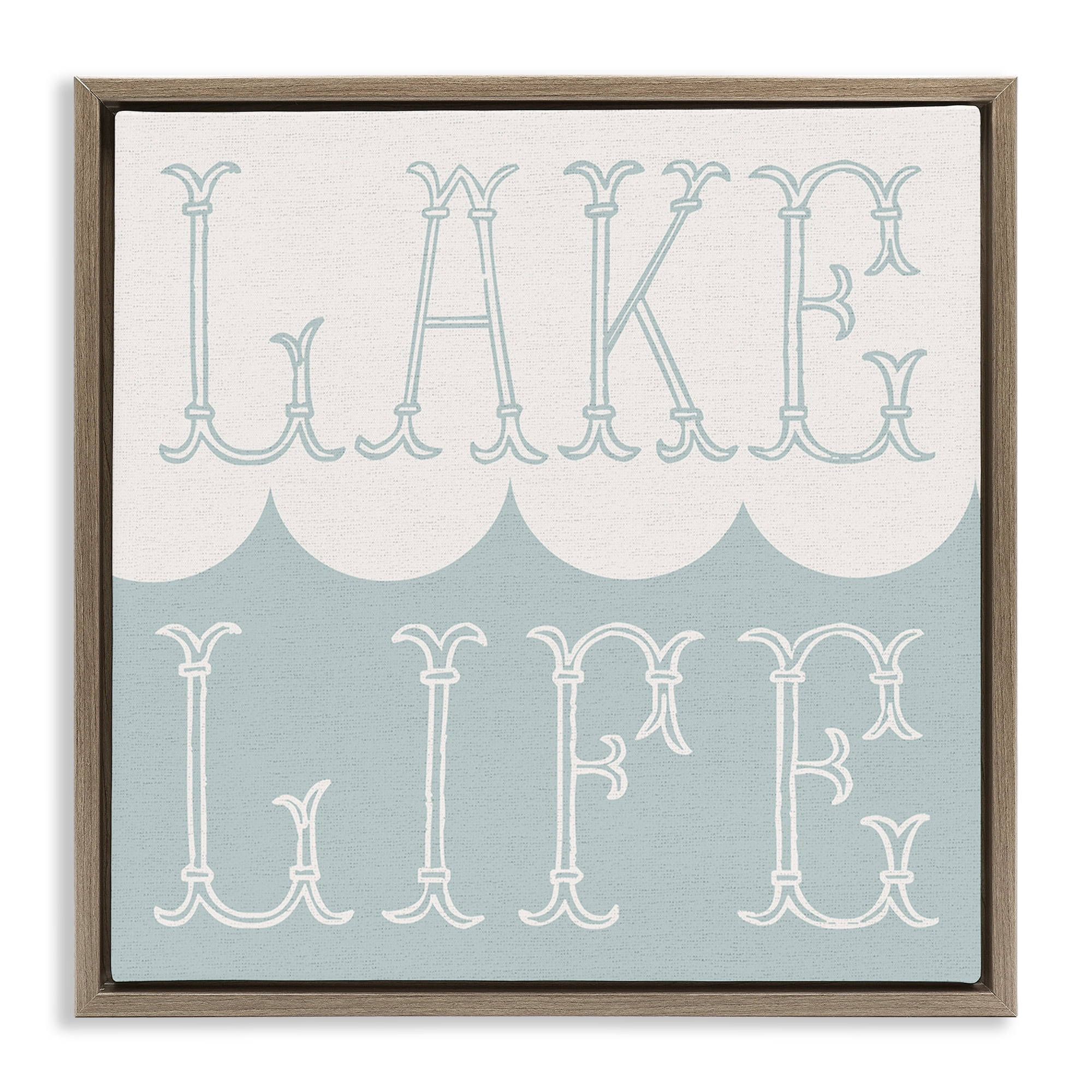 Stupell Industries Lake Life with Wave Nautical & Beach Painting Brown Floater Framed Canvas Art Print Wall Art, 25 x 25