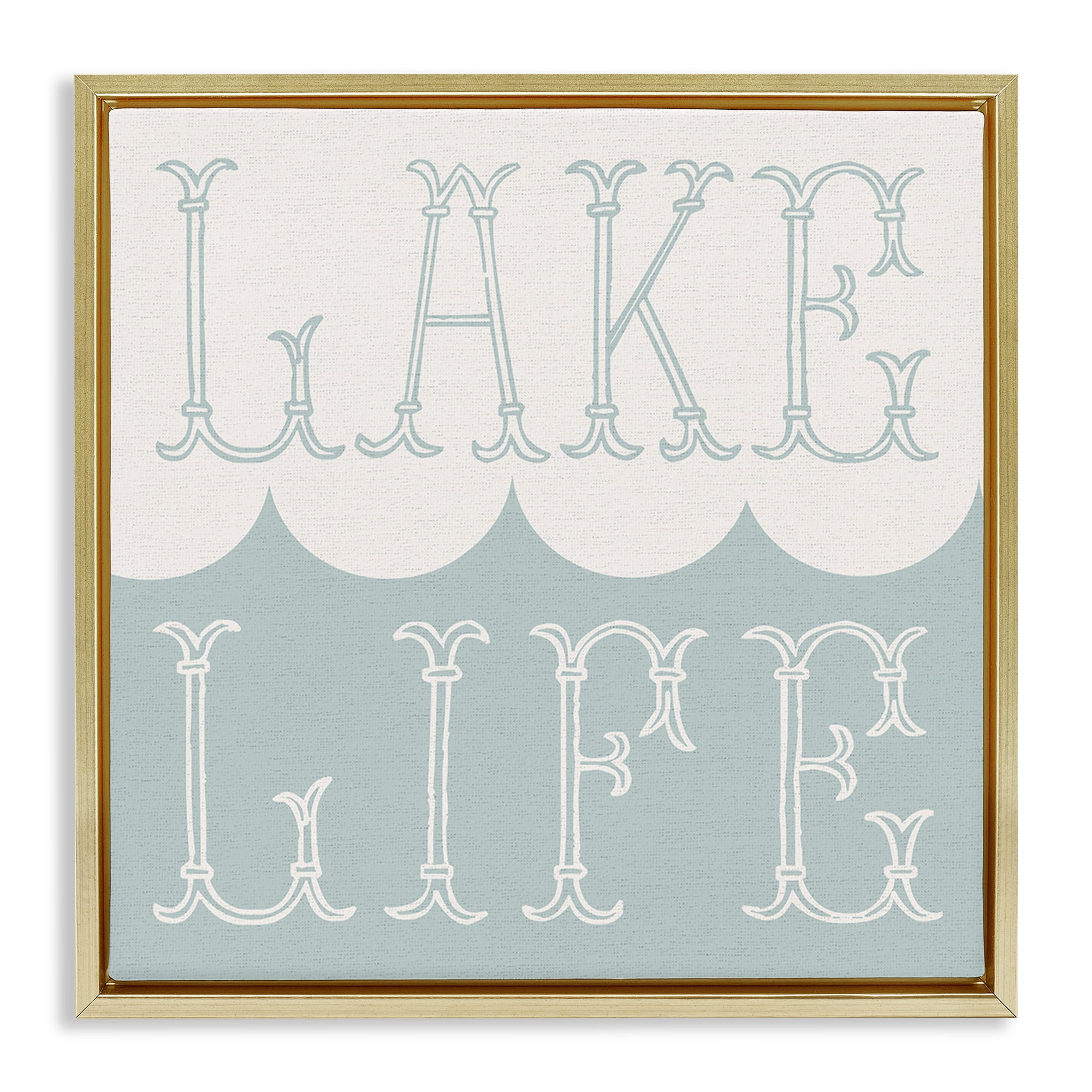 Stupell Industries Lake Life with Wave Nautical & Beach Painting Gold Floater Framed Canvas Art Print Wall Art, 18 x 18