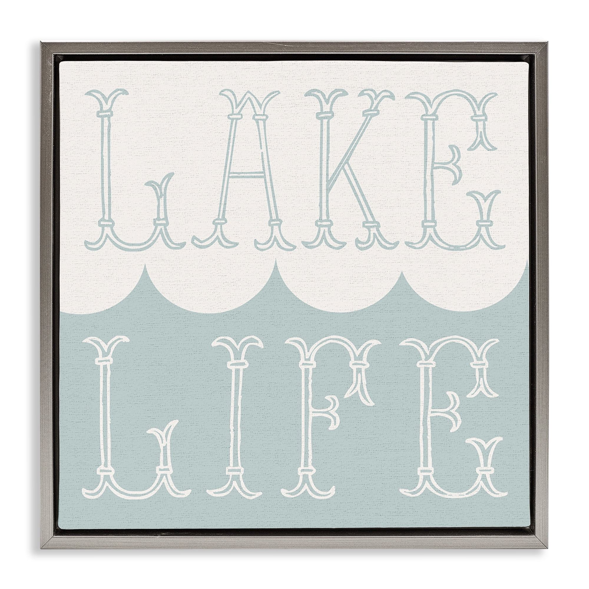 Stupell Industries Lake Life with Wave Nautical & Beach Painting Gray Floater Framed Canvas Art Print Wall Art, 18 x 18