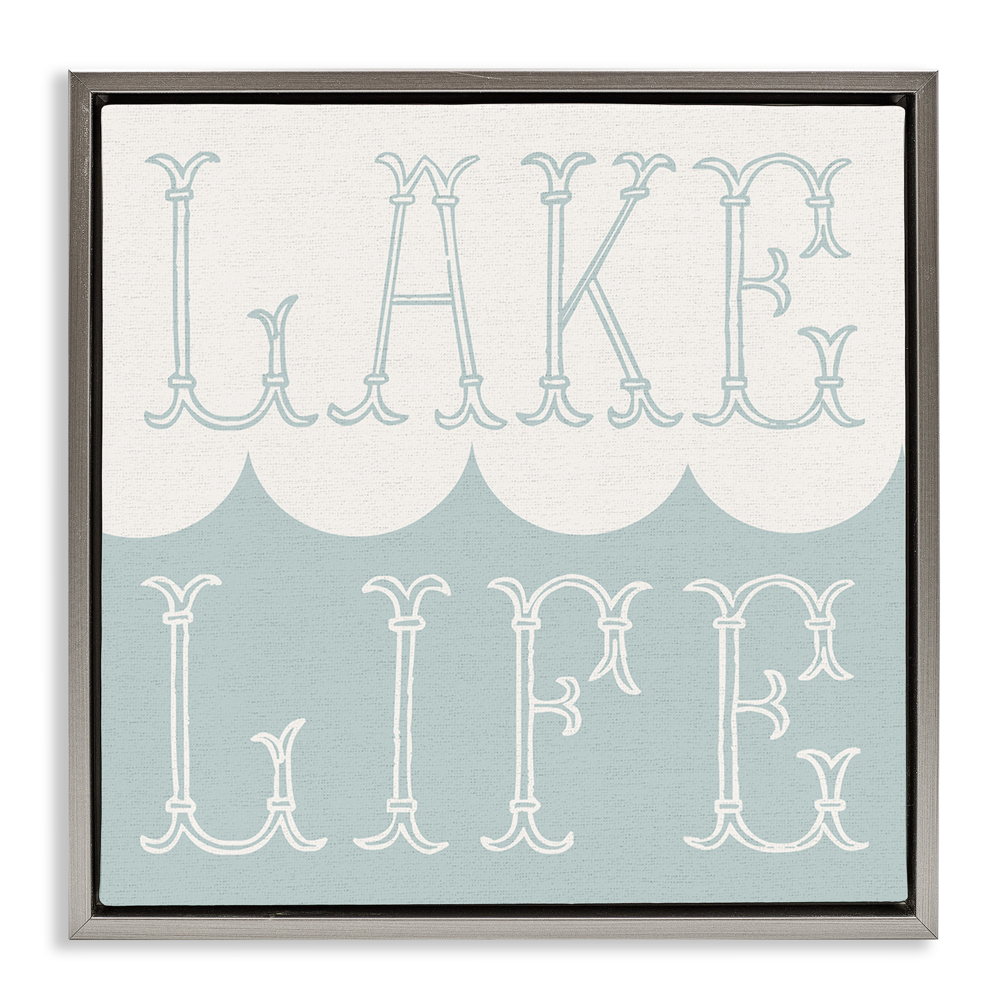 Stupell Industries Lake Life with Wave Nautical & Beach Painting Gray Floater Framed Canvas Art Print Wall Art, 25 x 25