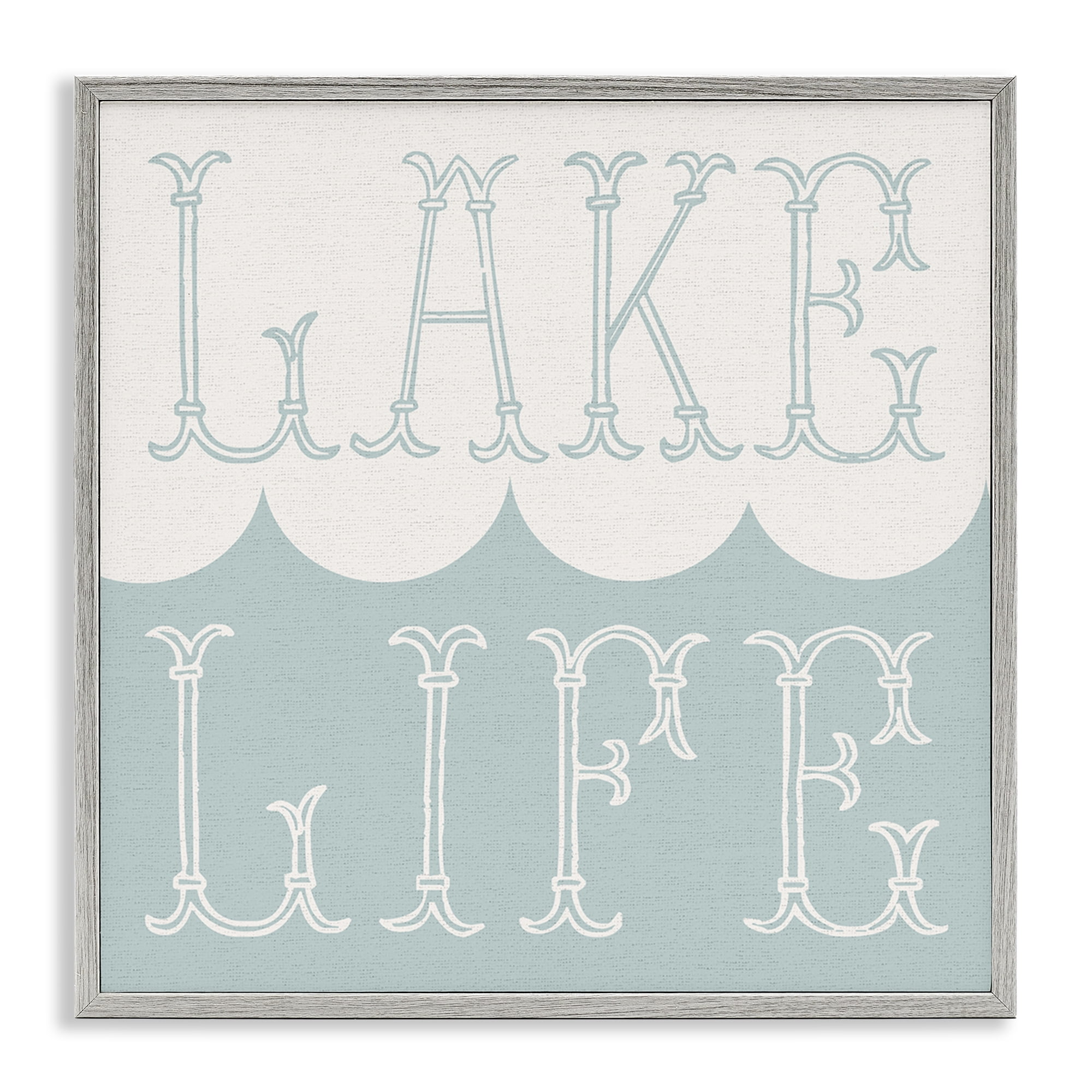 Stupell Industries Lake Life with Wave Nautical & Beach Painting Gray Framed Art Print Wall Art, 12 x 12