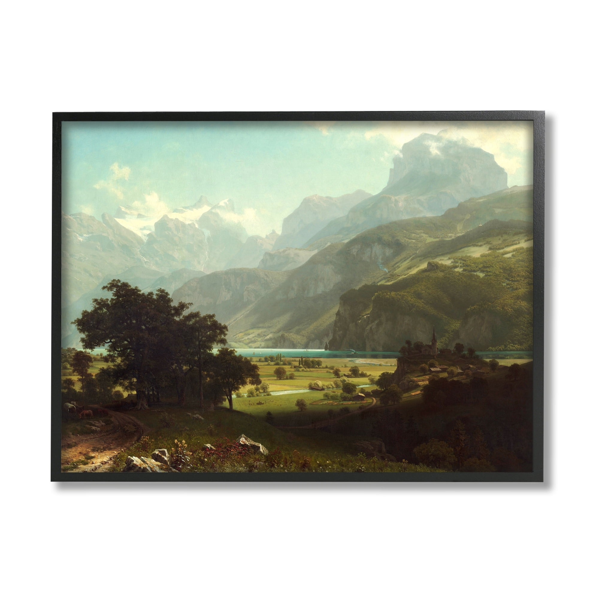 Stupell Industries Lake Lucern Albert Bierstadt Classic Fine Landscape Painting Painting Black Framed Art Print Wall Art, Design by one1000paintings