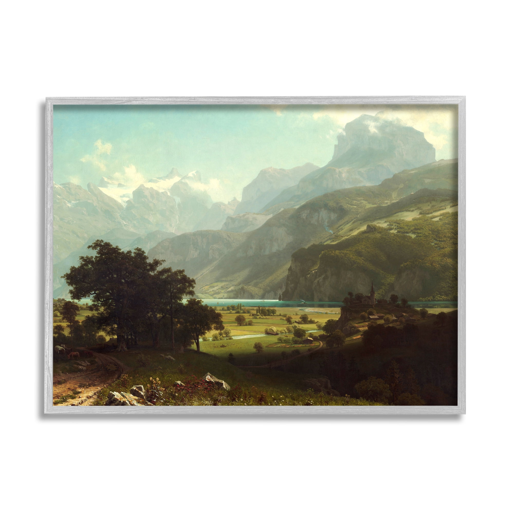 Stupell Industries Lake Lucern Albert Bierstadt Classic Fine Landscape Painting Painting Gray Framed Art Print Wall Art, Design by one1000paintings