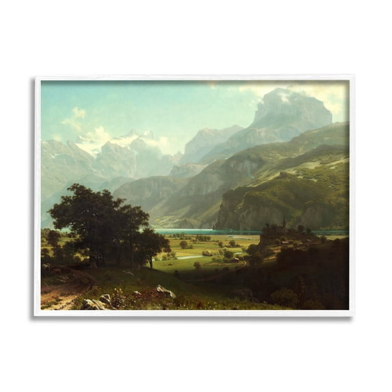 Stupell Industries Lake Lucern Albert Bierstadt Classic Fine Landscape Painting Painting White Framed Art Print Wall Art, Design by one1000paintings