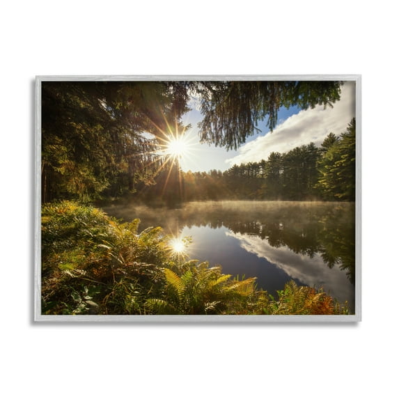 Stupell Industries Lake Nature Landscape Nature Photography Gray Framed Art Print Wall Art, 14 x 11