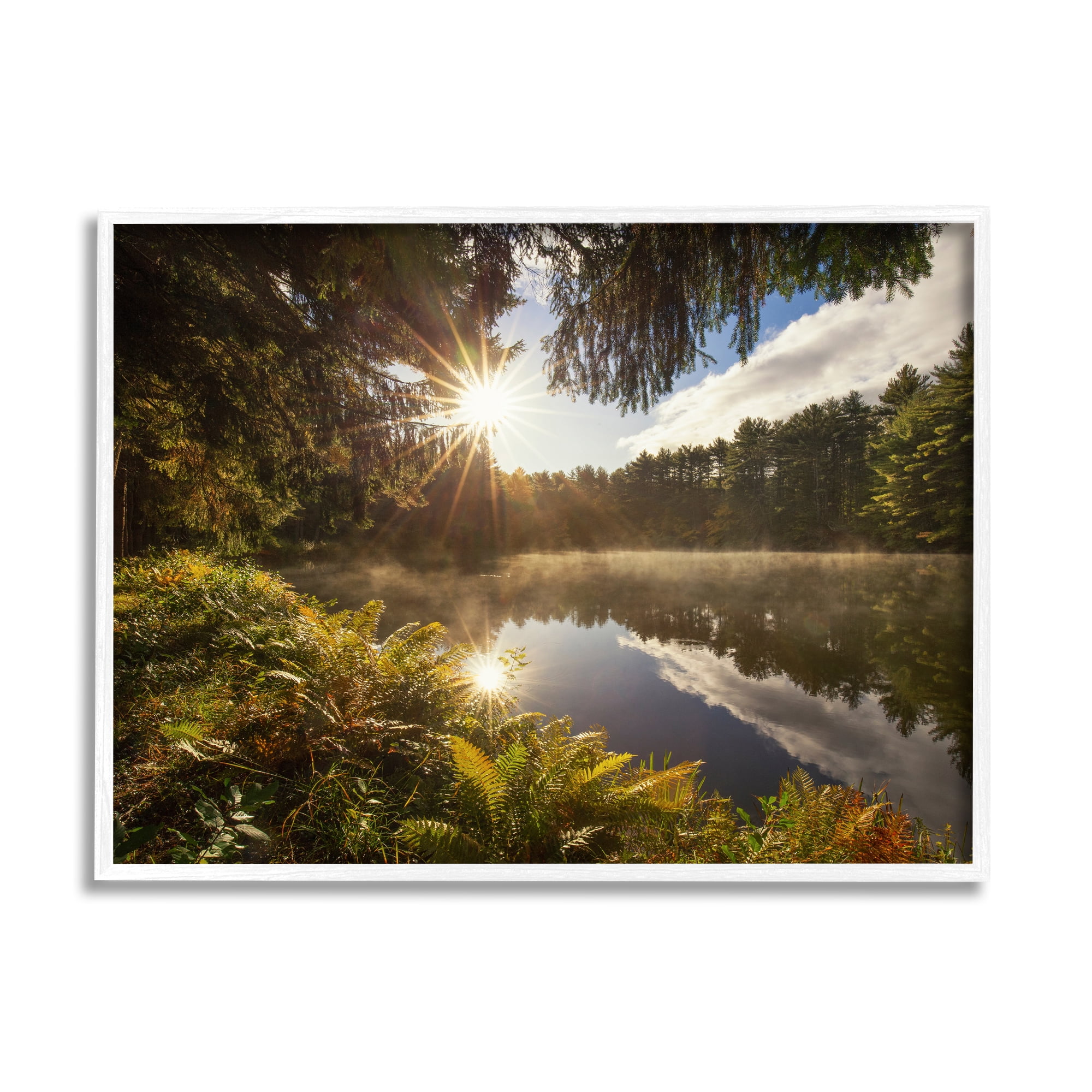 Stupell Industries Lake Nature Landscape Nature Photography White Framed Art Print Wall Art, 20 x 16