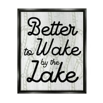 Stupell Industries Lake Phrase on Rope Pattern Inspirational Painting Black Floater Framed Art Print Wall Art, 17 x 21