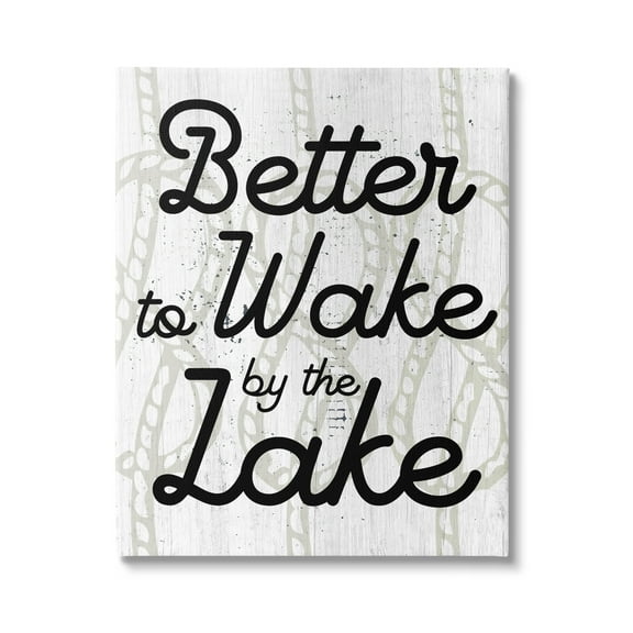 Stupell Industries Lake Phrase on Rope Pattern Inspirational Painting Gallery Wrapped Canvas Print Wall Art, 16 x 20
