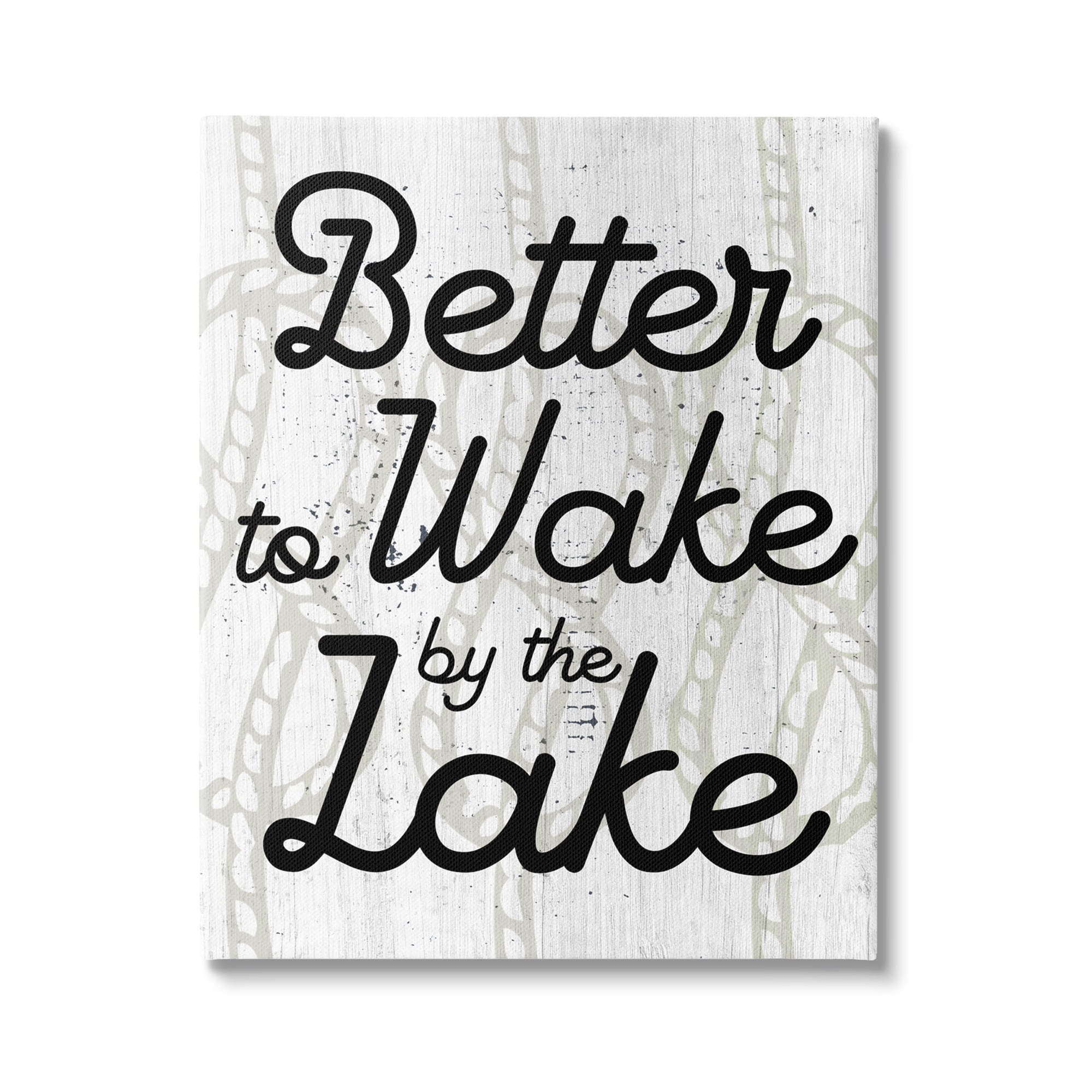 Stupell Industries Lake Phrase on Rope Pattern Inspirational Painting Gallery Wrapped Canvas Print Wall Art, 30 x 40