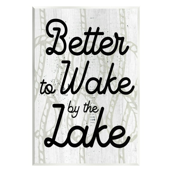 Stupell Industries Lake Phrase on Rope Pattern Inspirational Painting Unframed Art Print Wall Art, 10 x 15