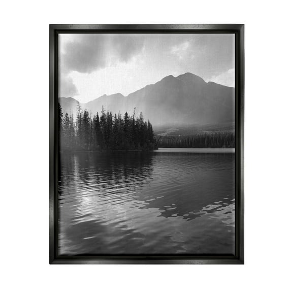 Stupell Industries Lake Ripples Scenery Landscape Photography Black Floater Framed Canvas Art Print Wall Art, 17 x 21