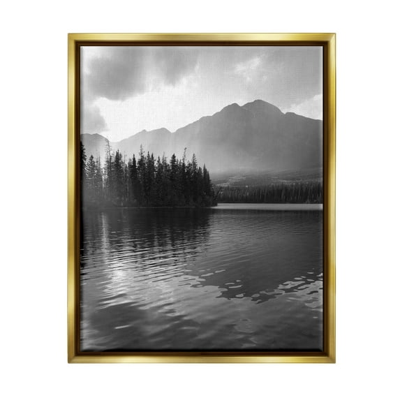 Stupell Industries Lake Ripples Scenery Landscape Photography Gold Floater Framed Canvas Art Print Wall Art, 17 x 21