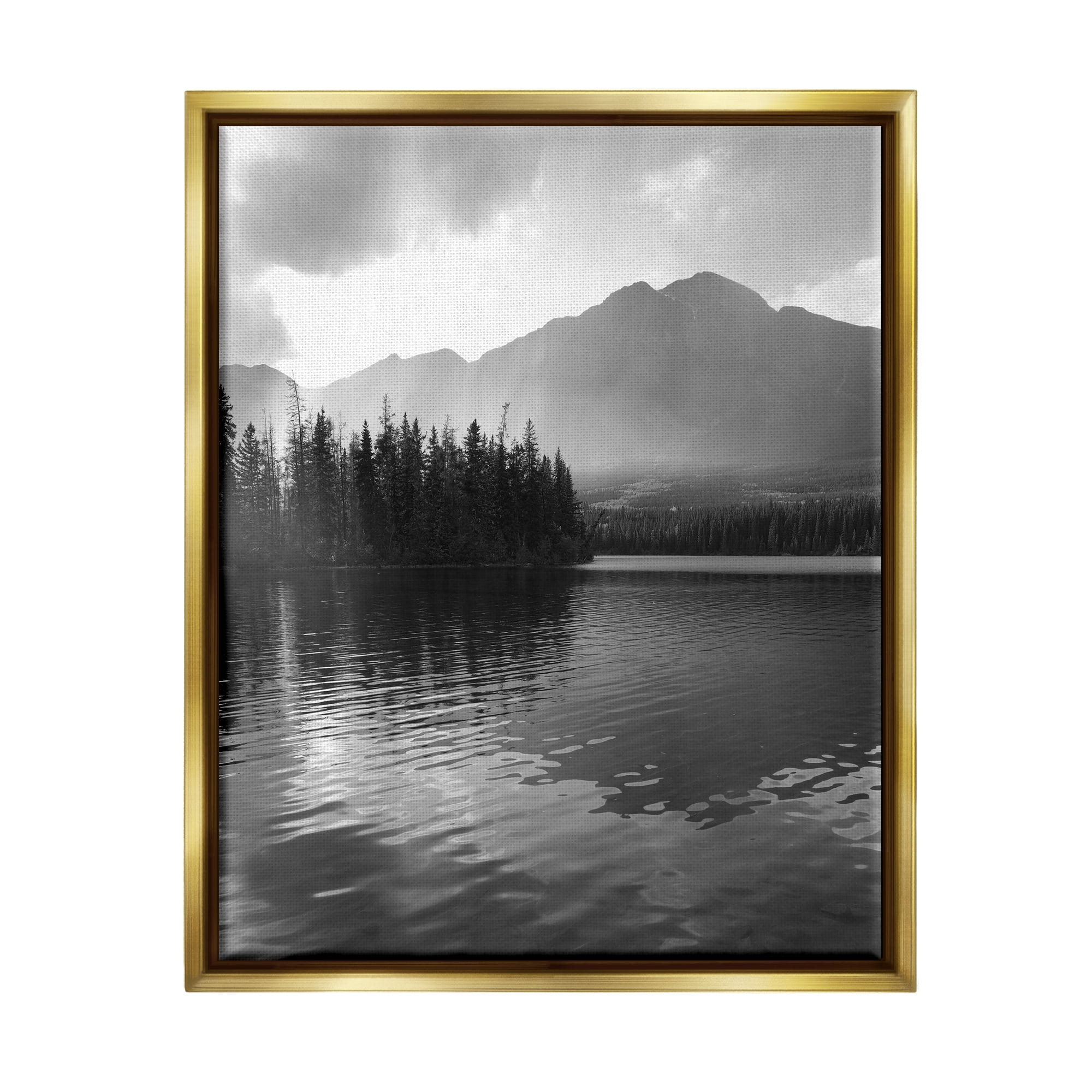 Stupell Industries Lake Ripples Scenery Landscape Photography Gold Floater Framed Canvas Art Print Wall Art, 25 x 31