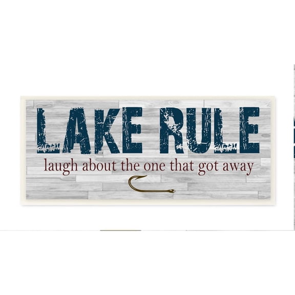 Stupell Industries Lake Rule Country Home Wood Textured Word Design Wall Plaque Art by Sheldon Lewis