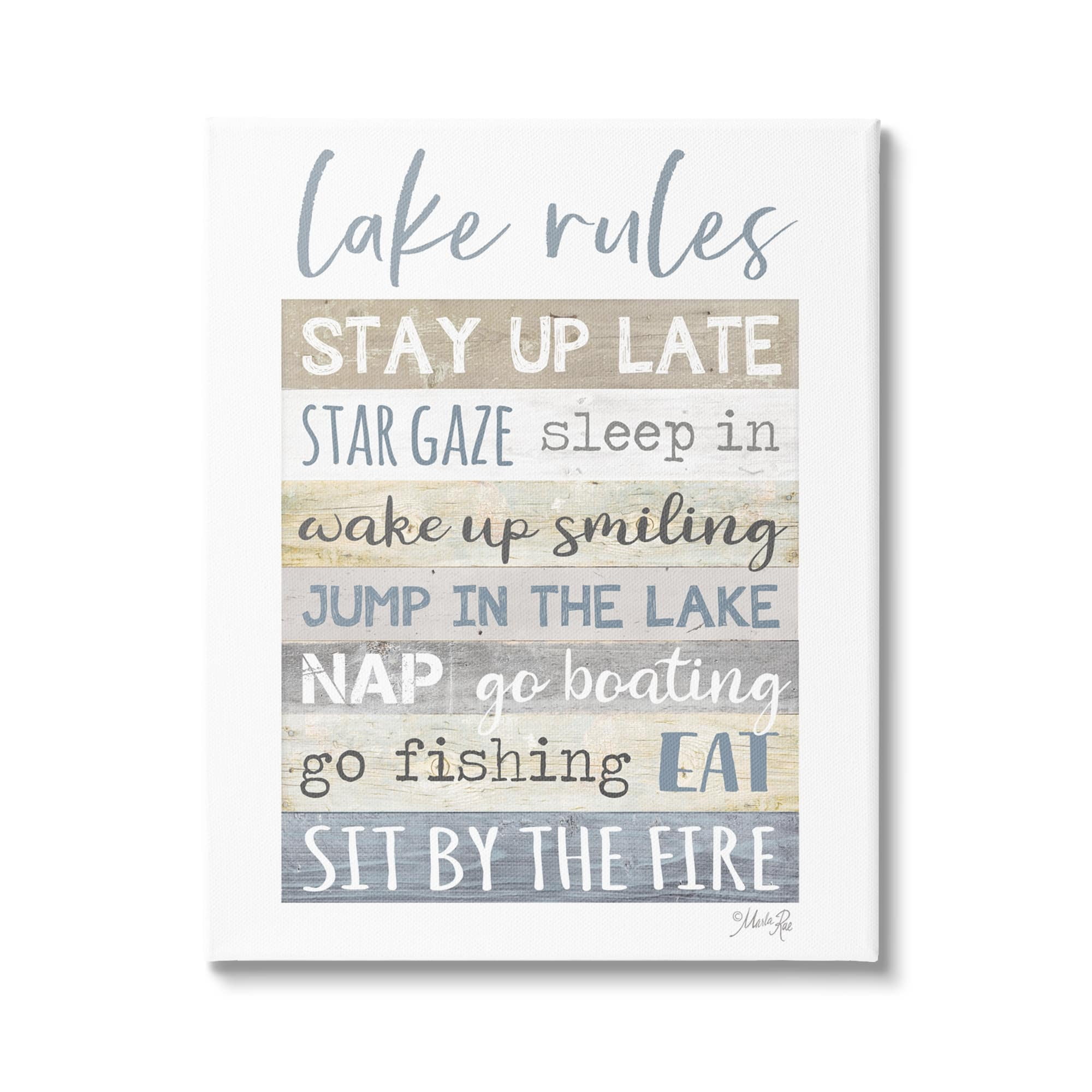 Stupell Industries Lake Rules Typography Rustic Vacation Cabin Sign Canvas Wall Art, 24 x 30, Design by Marla Rae