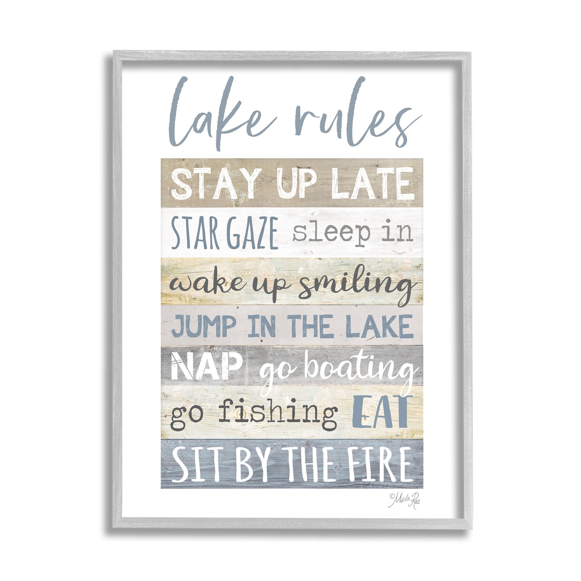 Stupell Industries Lake Rules Typography Rustic Vacation Cabin Sign Framed Wall Art, 16 x 20, Design by Marla Rae