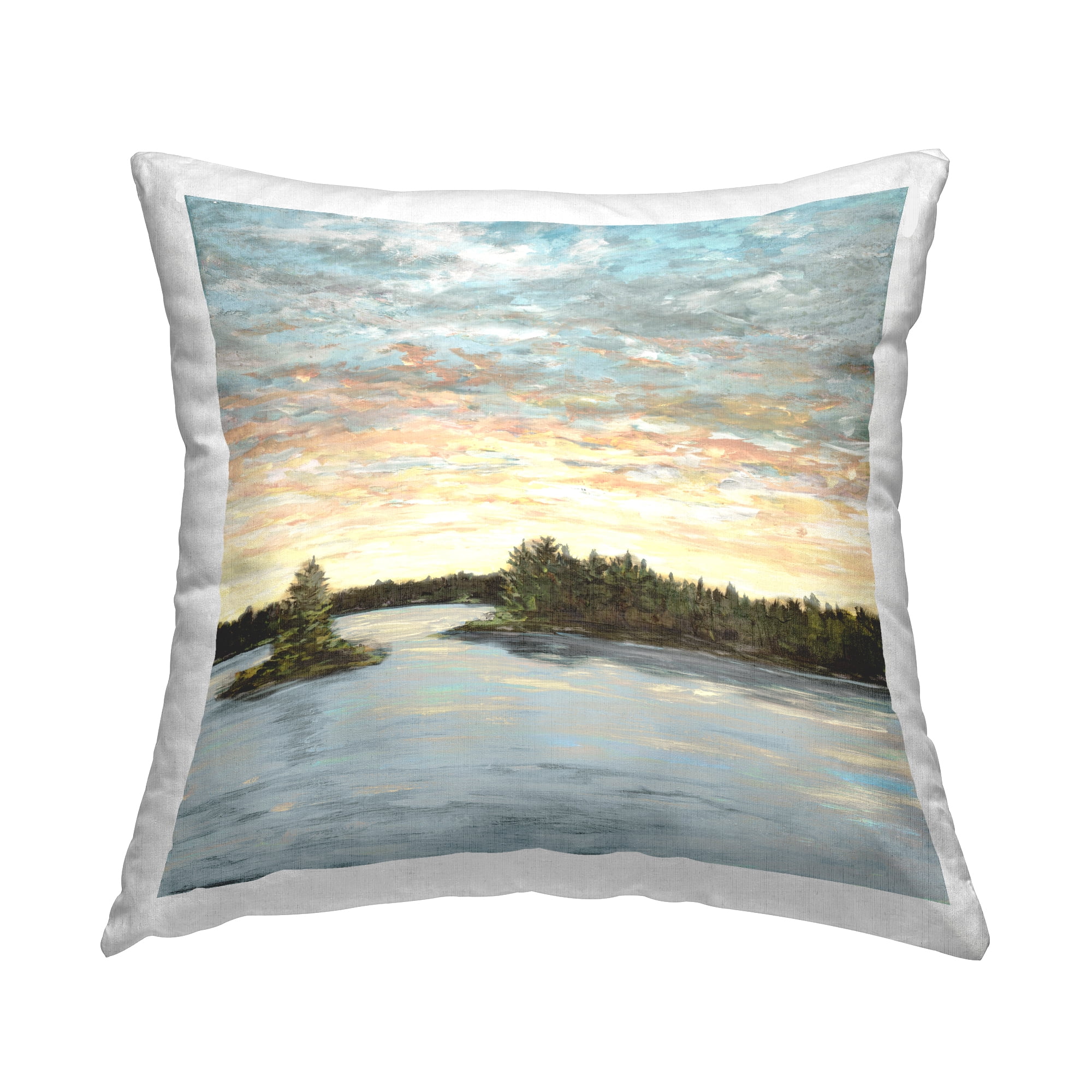 Stupell Industries Lake Scenery Sunrise Decorative Printed Throw Pillow, 18 x 18