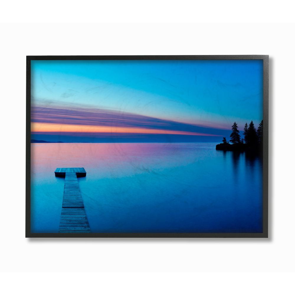 Stupell Industries Lake Shore Dock Landscape Photograph Black Framed Art Print Wall Art, 11x14, by James McLoughlin