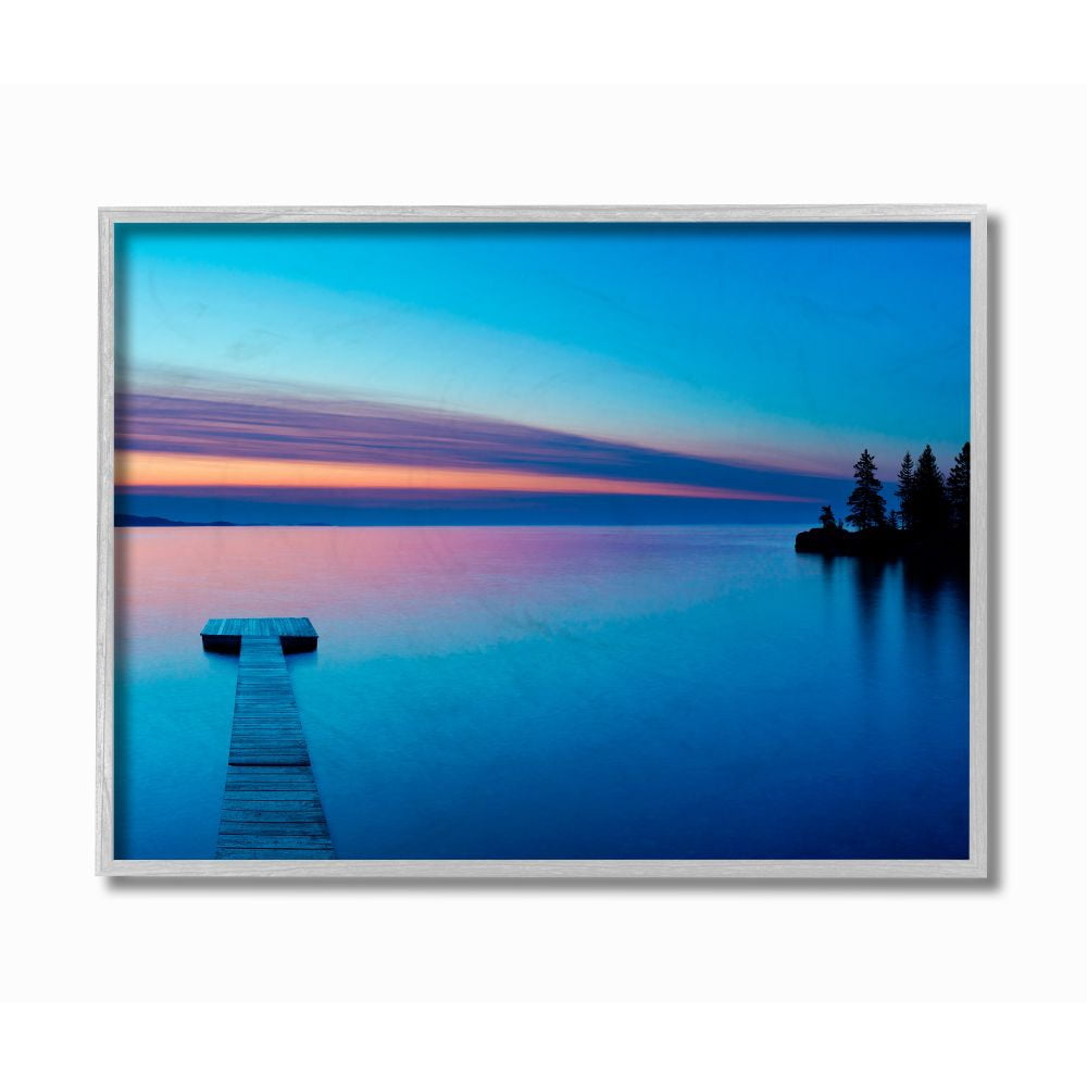 Stupell Industries Lake Shore Dock Landscape Photograph Gray Framed Art Print Wall Art, 16x20, by James McLoughlin