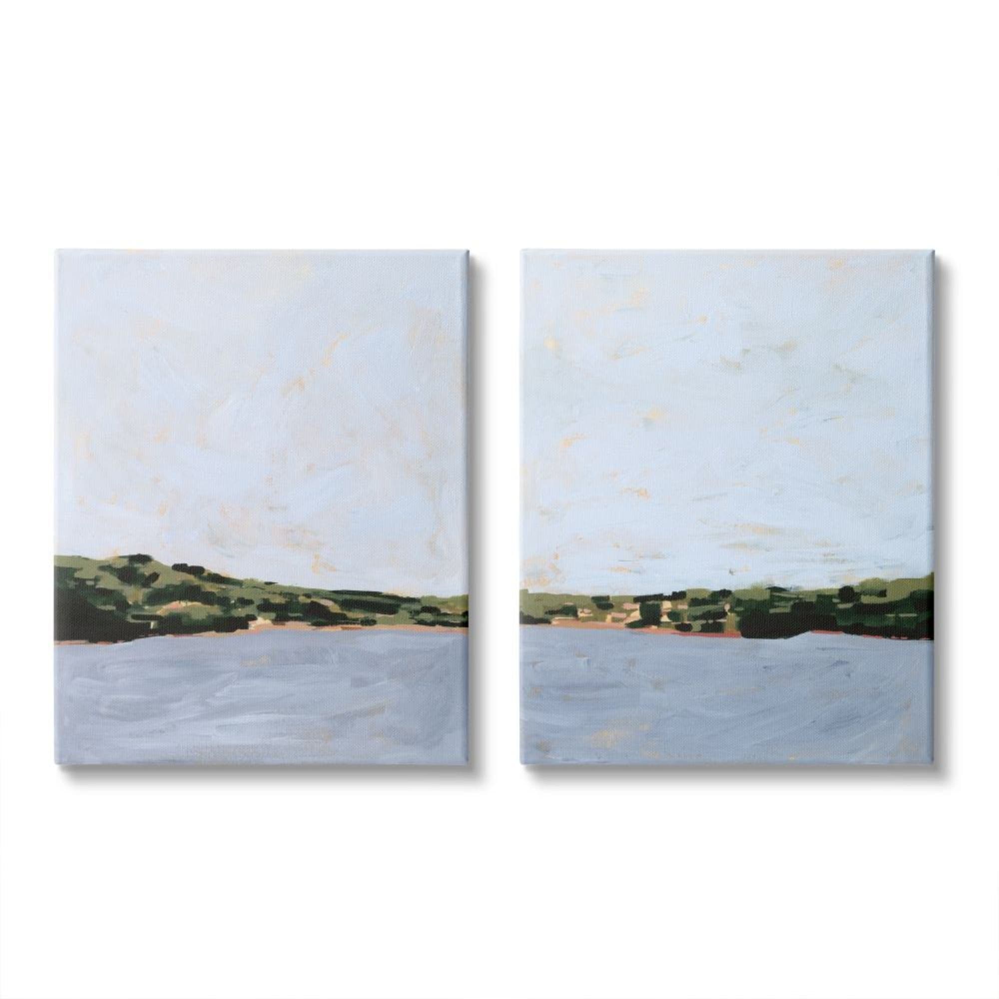 Stupell Industries Lake Shore Landscape with Soft Blue Sky Design by Victoria Borges, 2 Piece, 24" x 30"
