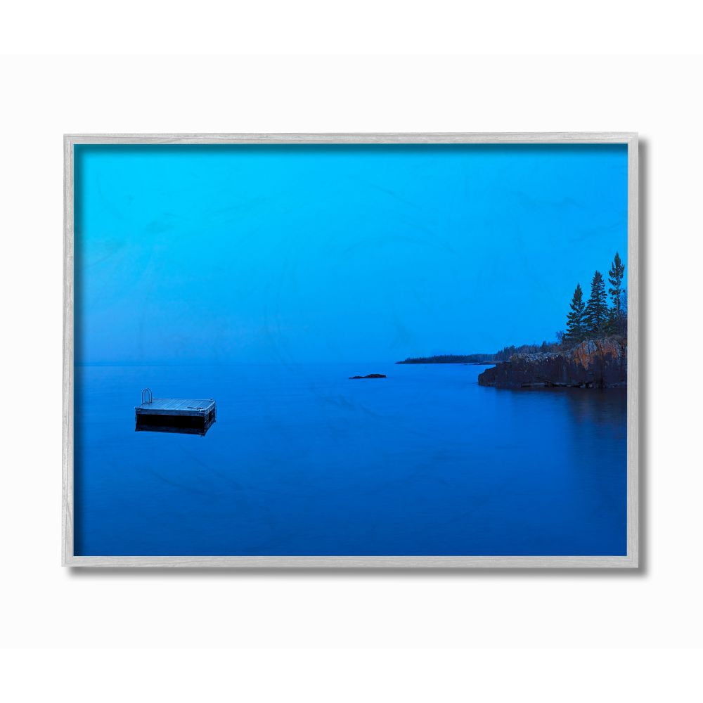 Stupell Industries Lake Shore Platform Landscape Photograph Gray Framed Art Print Wall Art, 16x20, by James McLoughlin