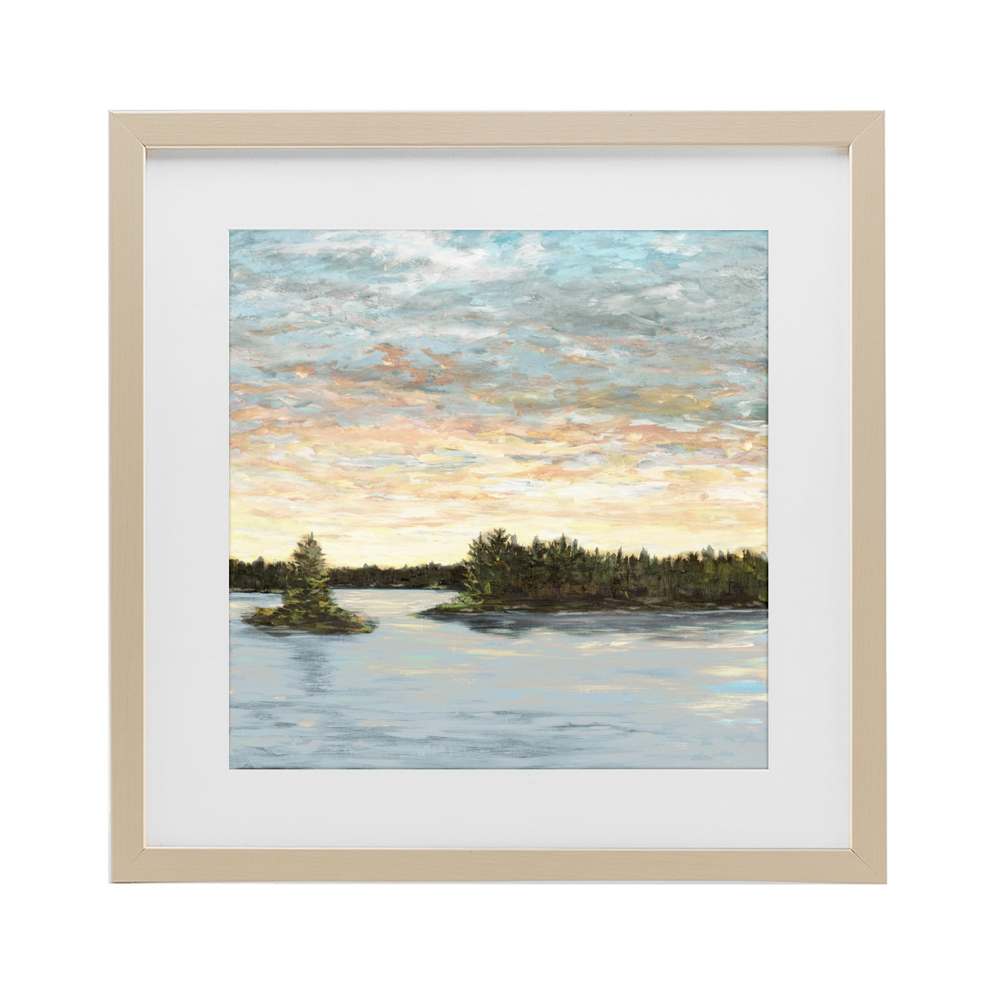 Stupell Industries Lake Shore at Sundown Birch Framed Print Under Glass, design by Julie DeRice
