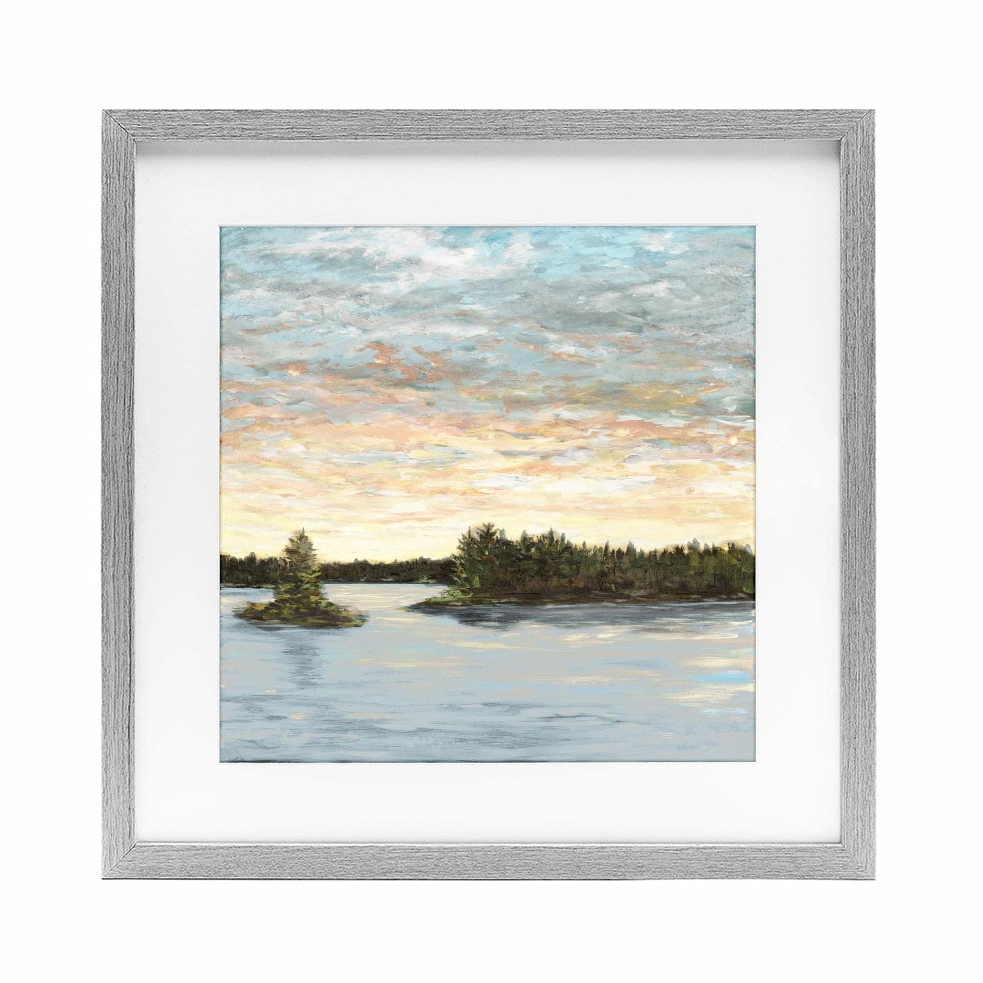 Stupell Industries Lake Shore at Sundown Gray Framed Print Under Glass, design by Julie DeRice