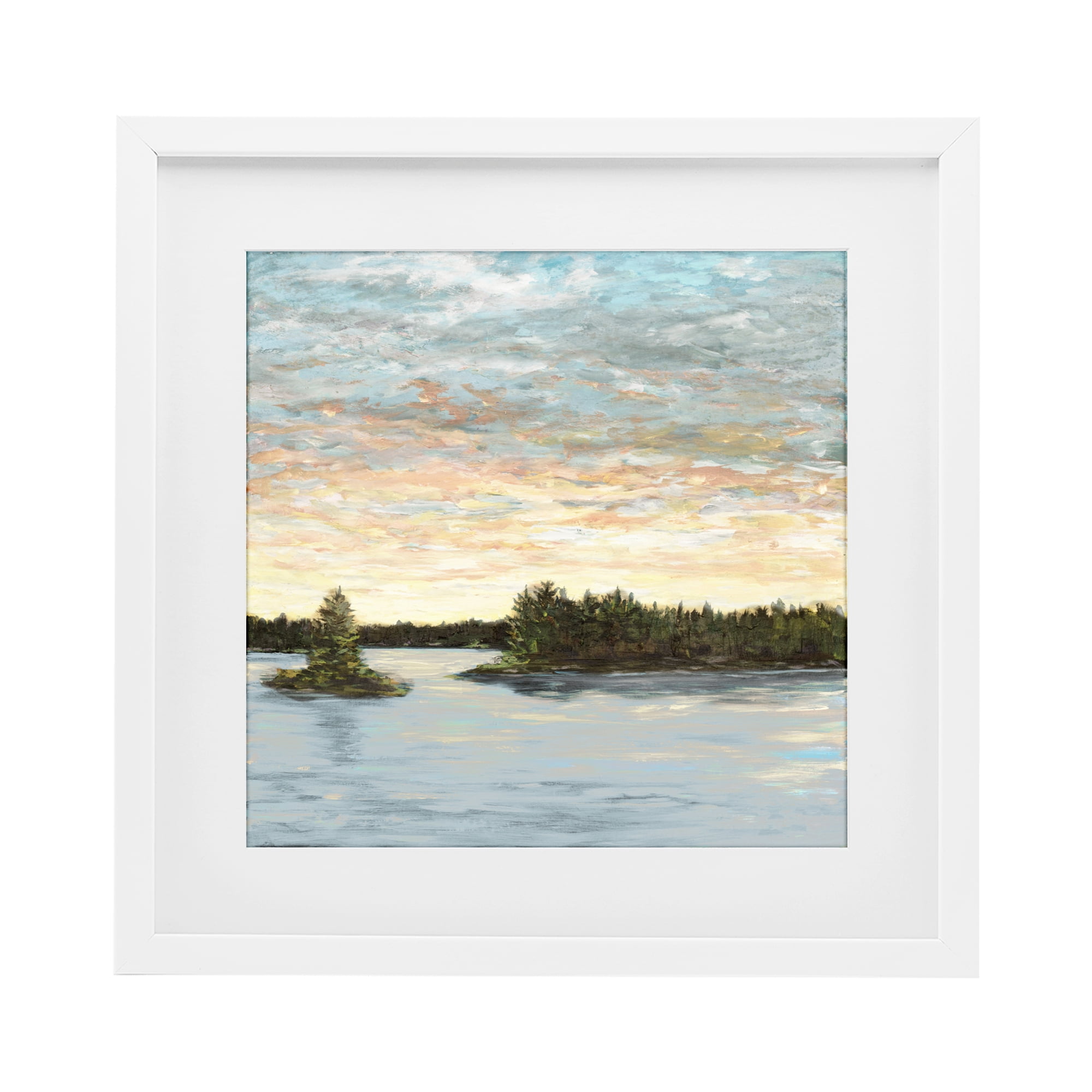 Stupell Industries Lake Shore at Sundown White Framed Print Under Glass, design by Julie DeRice