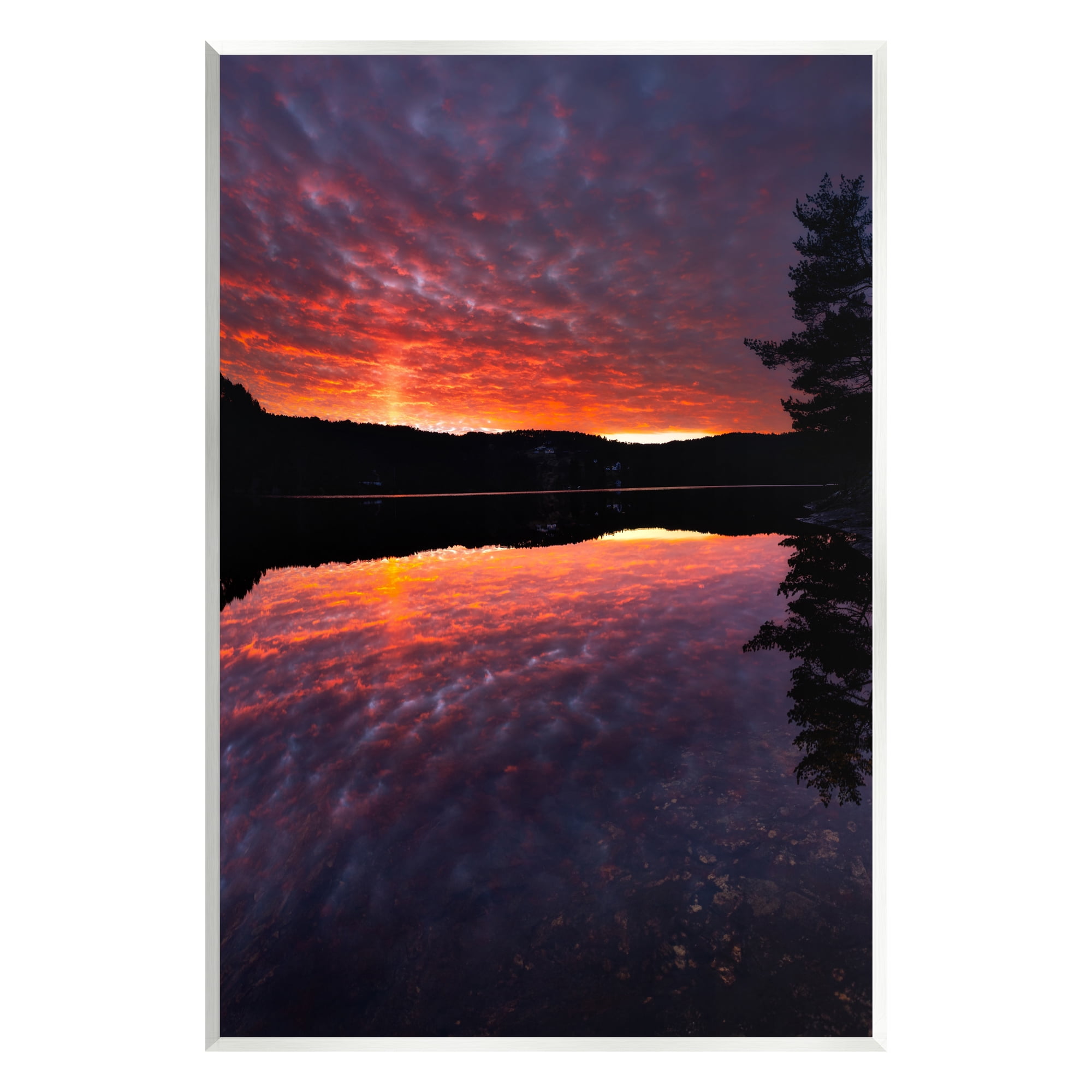 Stupell Industries Lake Sunset Reflection Nature Photography Unframed Art Print Wall Art, 13 x 19