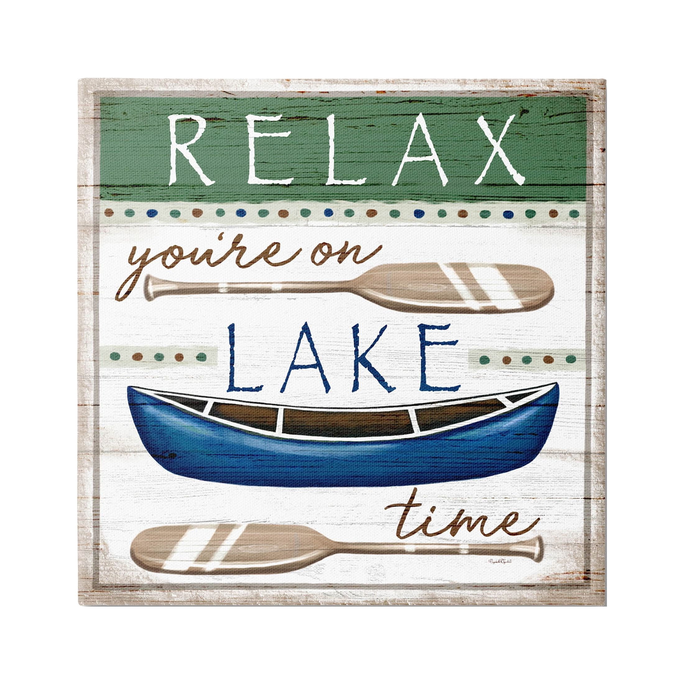 Stupell Industries Lake Time Rustic Canoe Paddle Phrase Graphic Art Gallery Wrapped Canvas Print Wall Art, Design by Elizabeth Tyndall